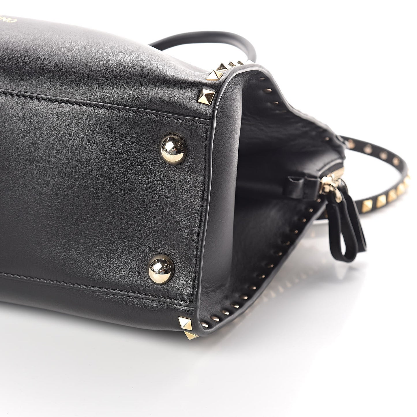 Vitello Rockstud Dome Shopper Black