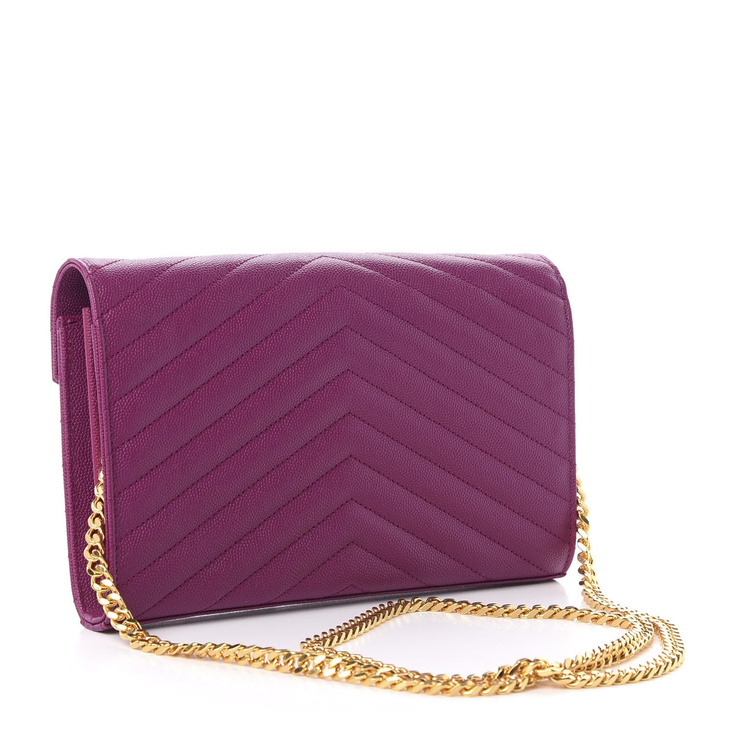 Grain De Poudre Matelasse Chevron Monogram Chain Wallet Dark Grape