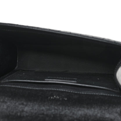 Saint Laurent Grain De Poudre Textured Mixed Matelasse Triquilt Medium Monogram Monochrome Satchel Black 5 of 10