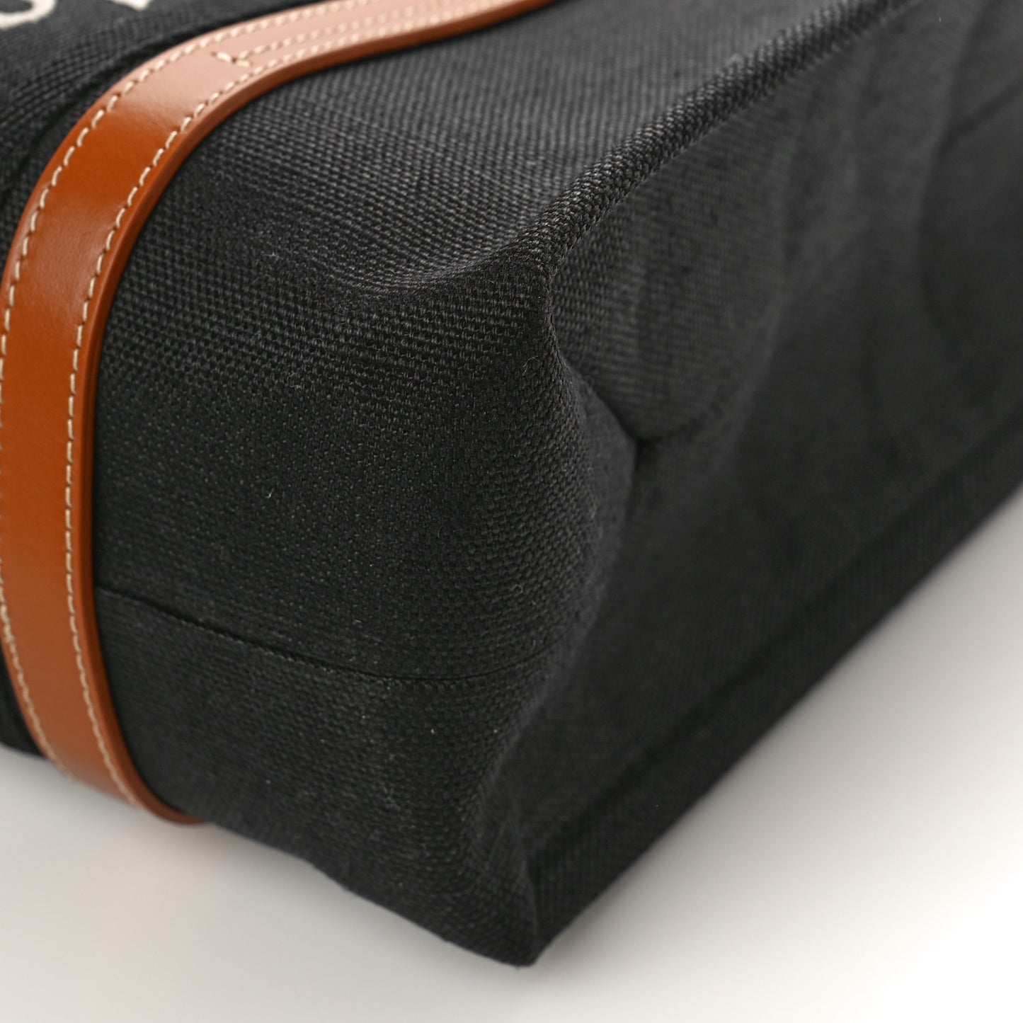 Cotton Calfskin Medium Woody Ribbon Tote Black