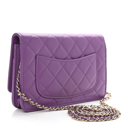 Chanel Lambskin Quilted Wallet On Chain WOC Purple 2 of 11