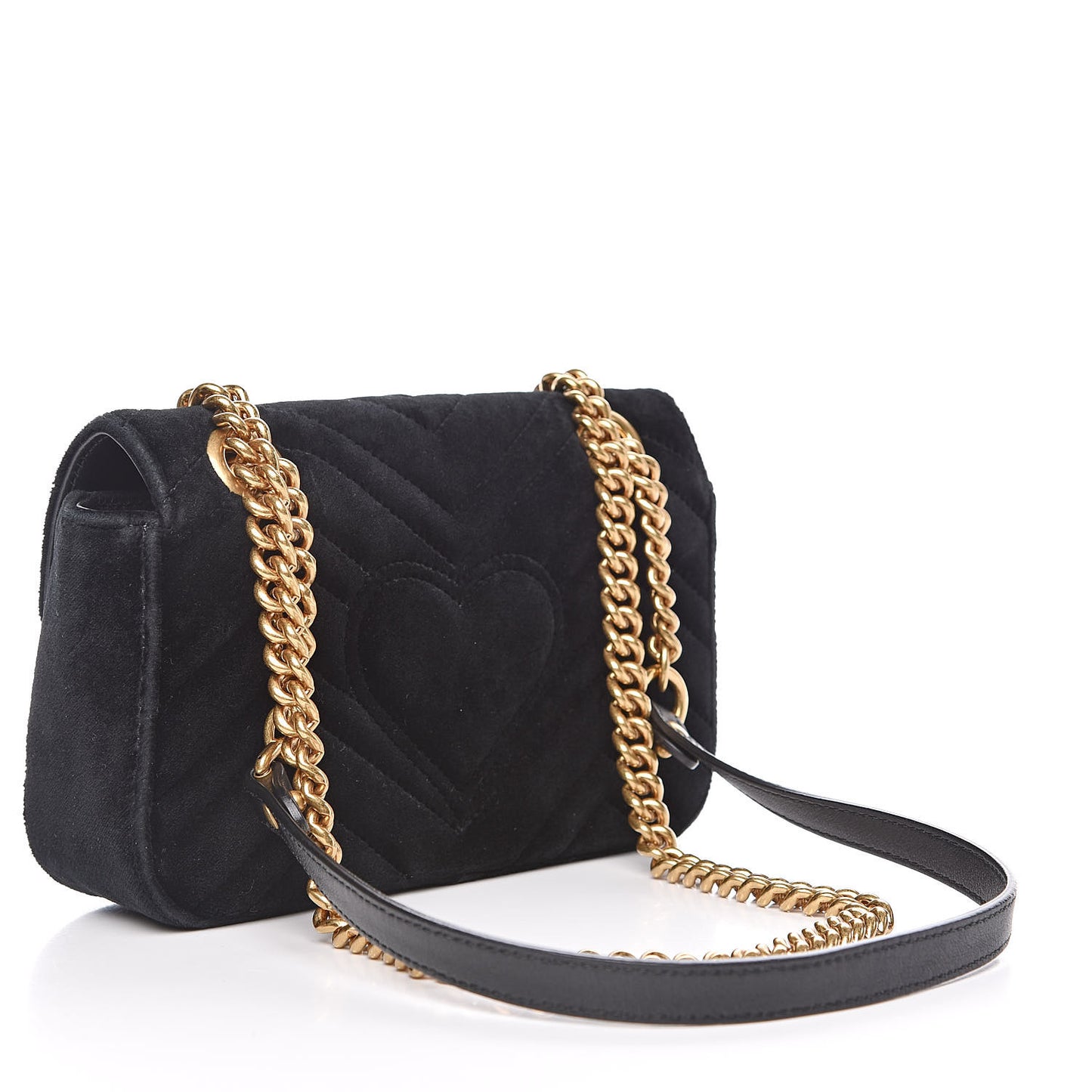 Velvet Matelasse Mini GG Marmont Shoulder Bag Black