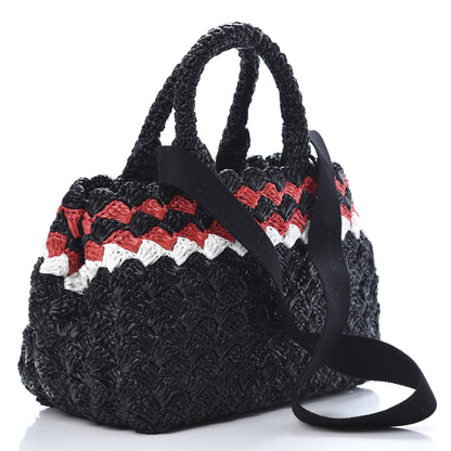 Prada Raffia Crochet Giardiniera Tote Black 4 of 12