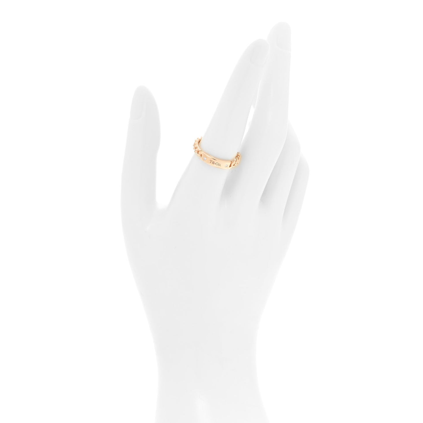 18K Rose Gold Diamond Micro Link Ring 57 8
