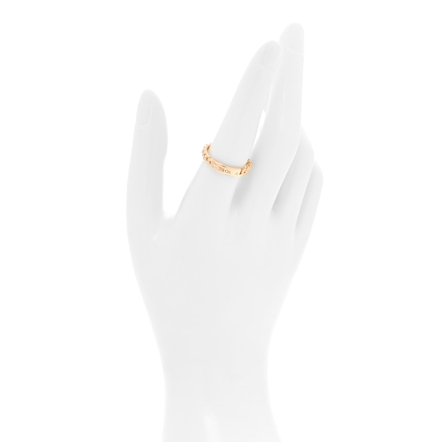 Tiffany 18K Rose Gold Diamond Micro Link Ring 57 8 2 of 4