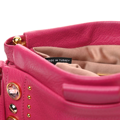 Miu Miu Goatskin Madras Crystal Studded Crossbody Pink 7 of 7