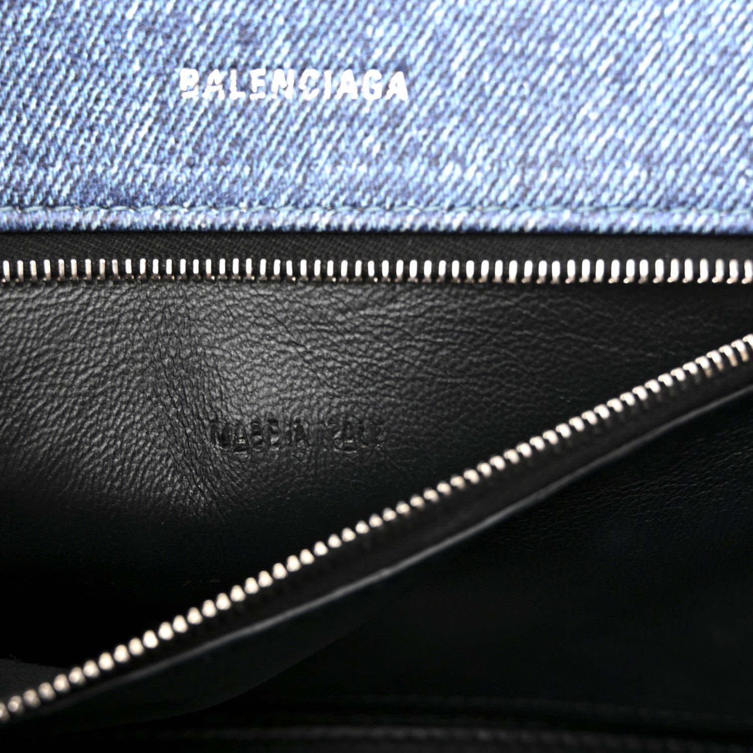 Balenciaga Nappa Denim Printed Hourglass Top Handle Bag Small Denim Blue 7 of 13