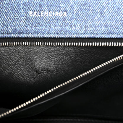 Balenciaga Nappa Denim Printed Hourglass Top Handle Bag Small Denim Blue 7 of 13