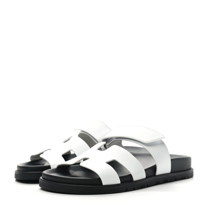 Hermes Calfskin Womens Chypre Sandals 36.5 White 3 of 9