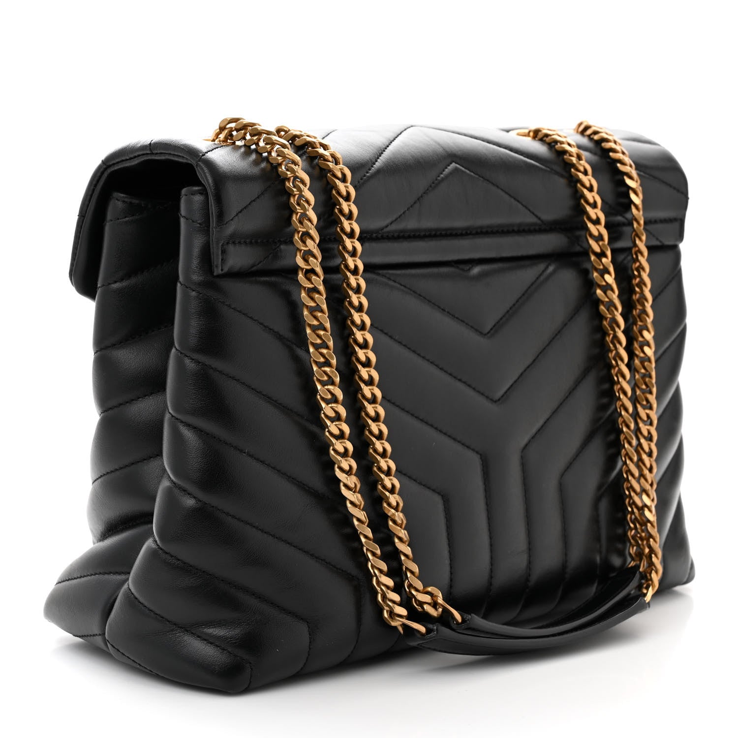 Saint Laurent Calfskin Y Quilted Monogram Medium Loulou Chain Satchel Black 3 of 10
