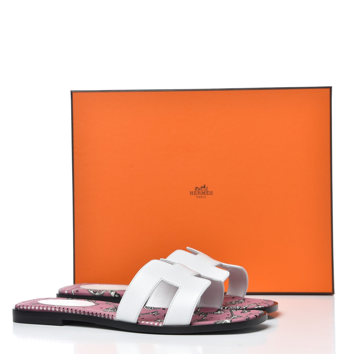 Hermes Box Calfskin Bois De Rose Oran Sandals 38.5 White 9 of 9
