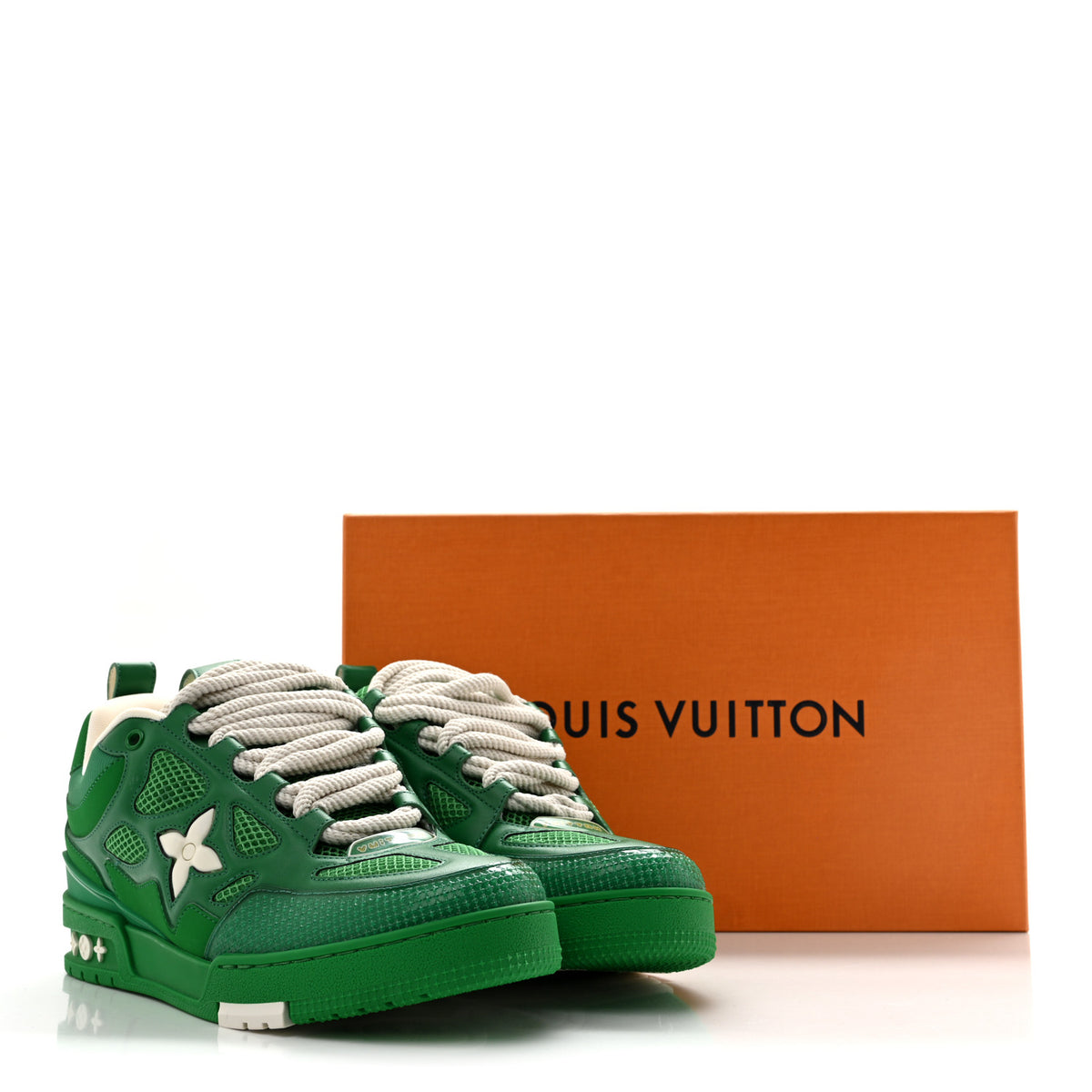 Louis Vuitton Calfskin Mesh Mens LV Skate Sneaker 7.5 Green 10 of 10