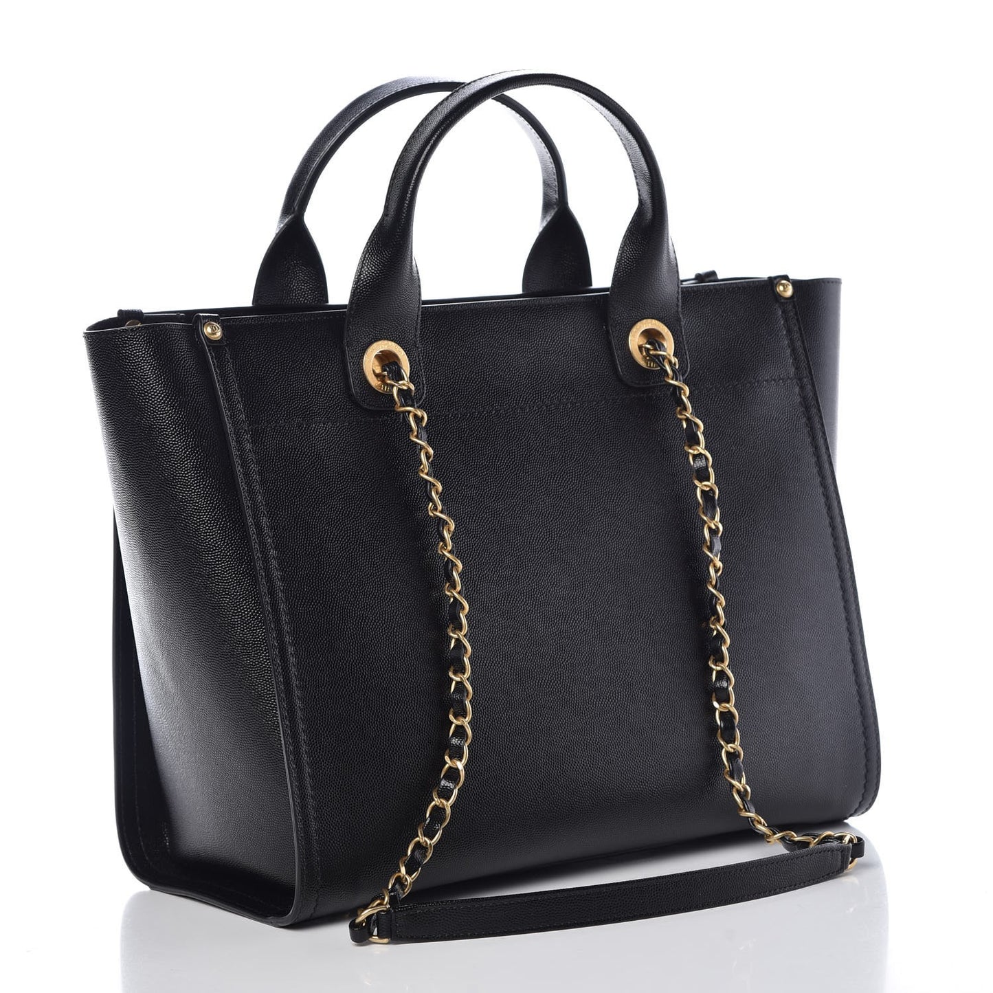 Caviar Small Studded Deauville Tote Black