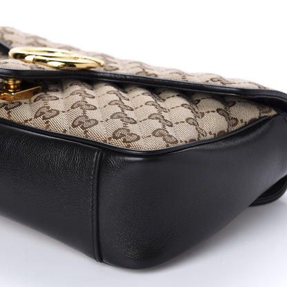 Gucci Monogram Matelasse Diagonal Small GG Marmont Shoulder Bag Beige Black 7 of 10