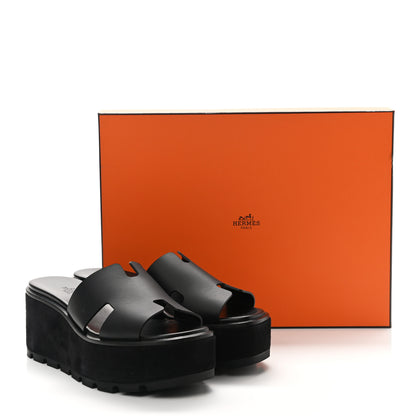 Hermes Calfskin Suede Eze 30 Sandals 37 Black 9 of 9