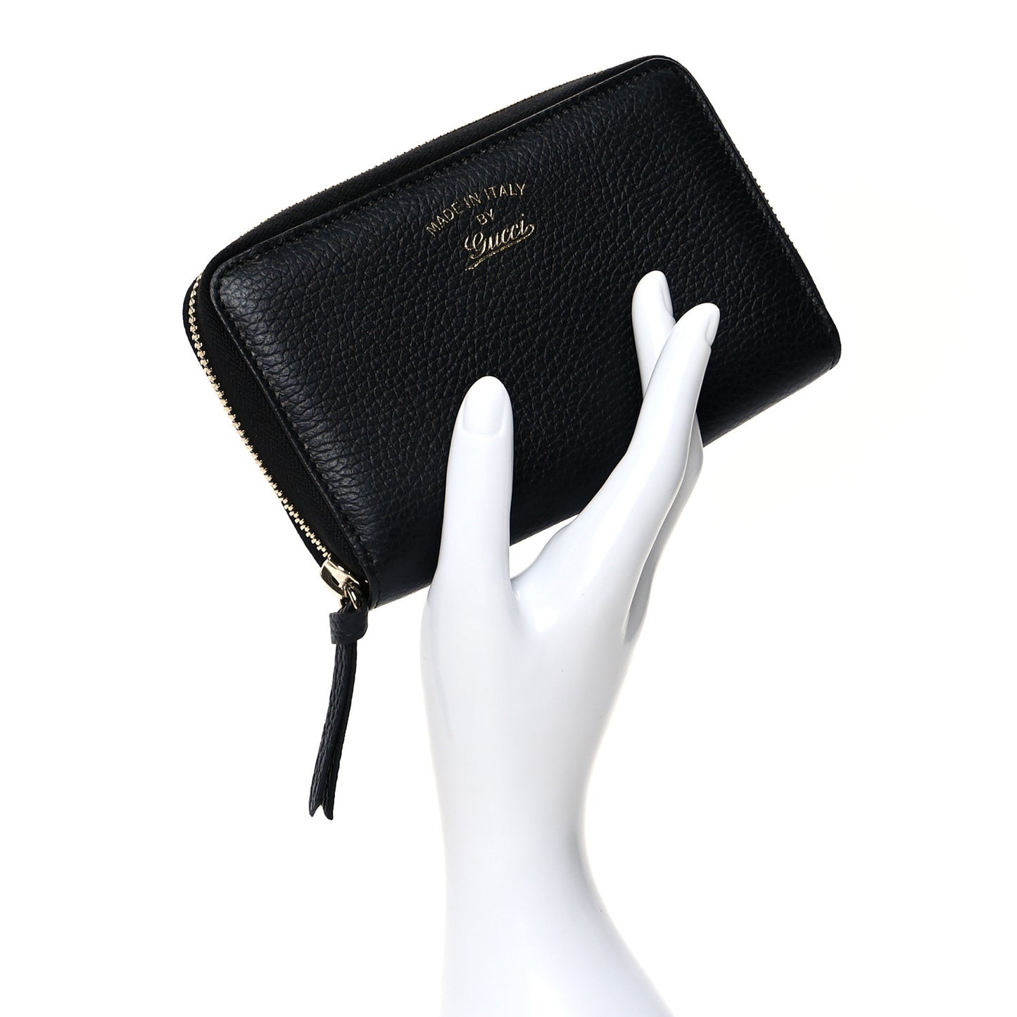 Dollar Calfskin Medium Swing Zip Around Wallet Black