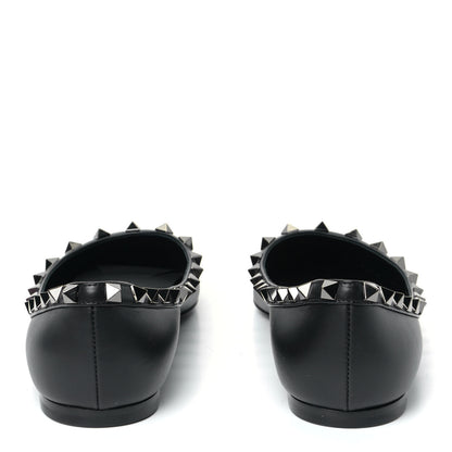 Valentino Garavani Calfskin Rockstud Ballerina Flats 36 Black 5 of 11