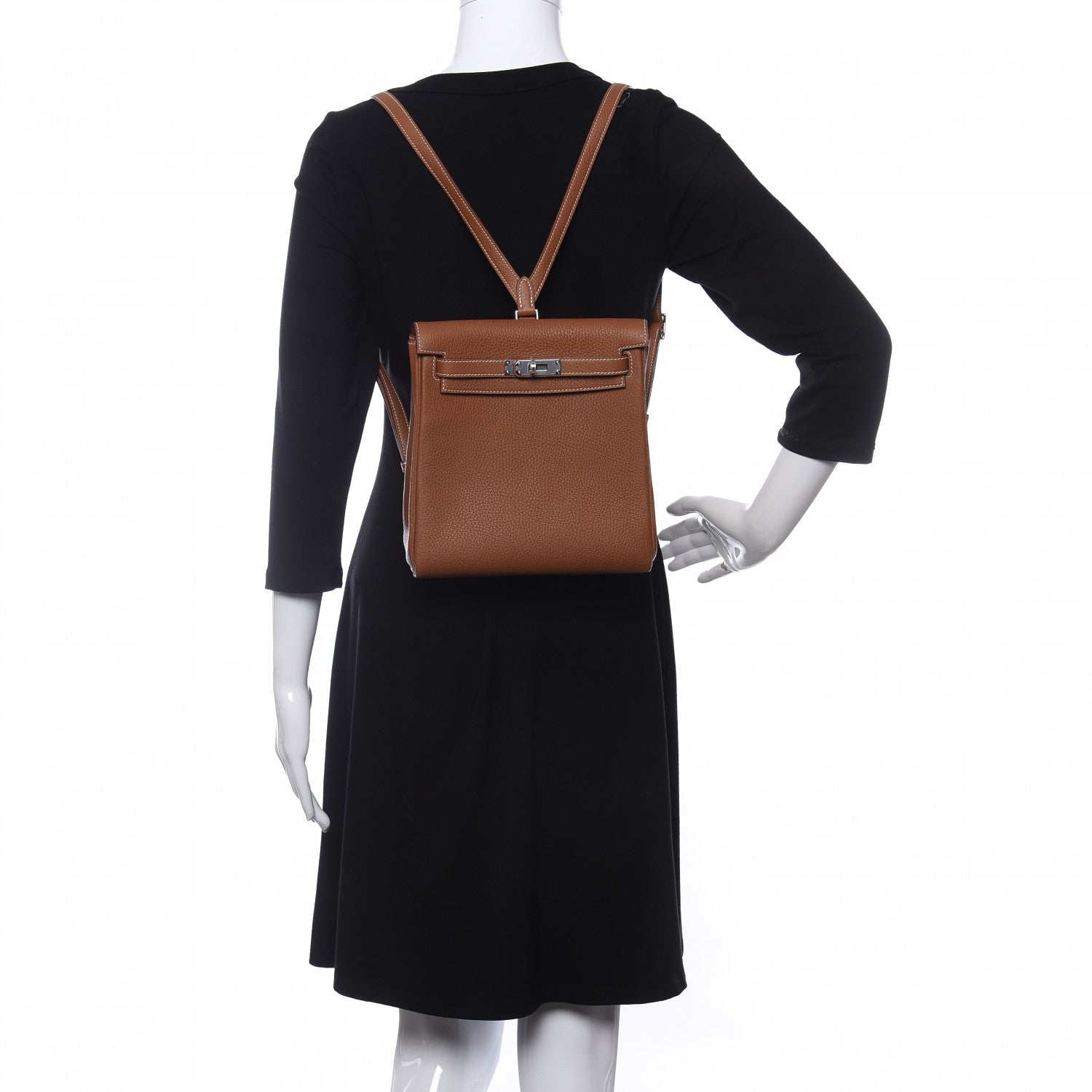 Hermes Taurillon Clemence Kelly Ado Backpack Gold 2 of 10