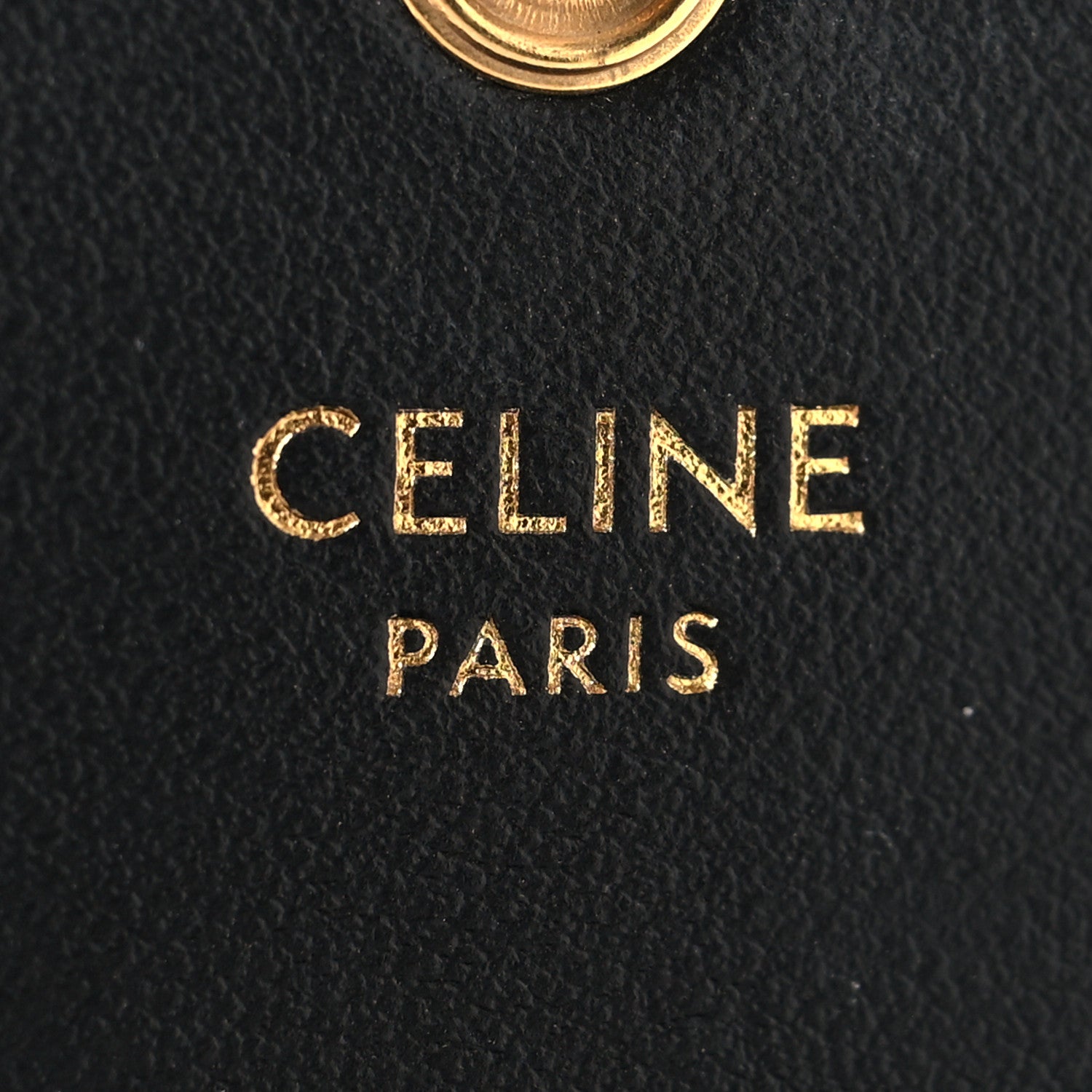 Celine Shiny Calfskin Triomphe Compact Wallet Black 1877826