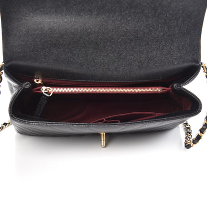 Chanel Caviar Chevron Quilted Small Coco Handle Flap Black 5 of 8
