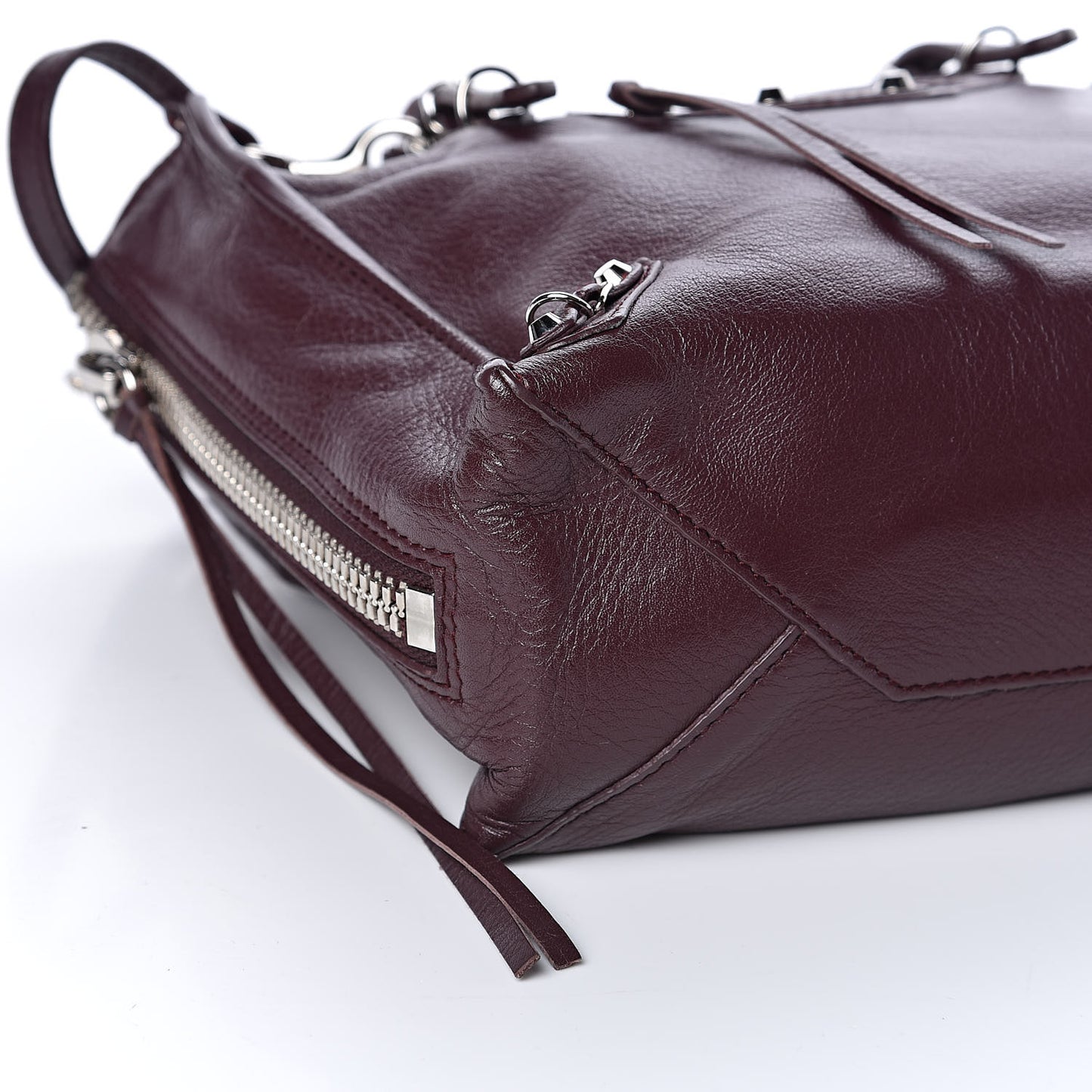Calfskin Papier Mini A4 Zip Around Tote Rouge Aubergine