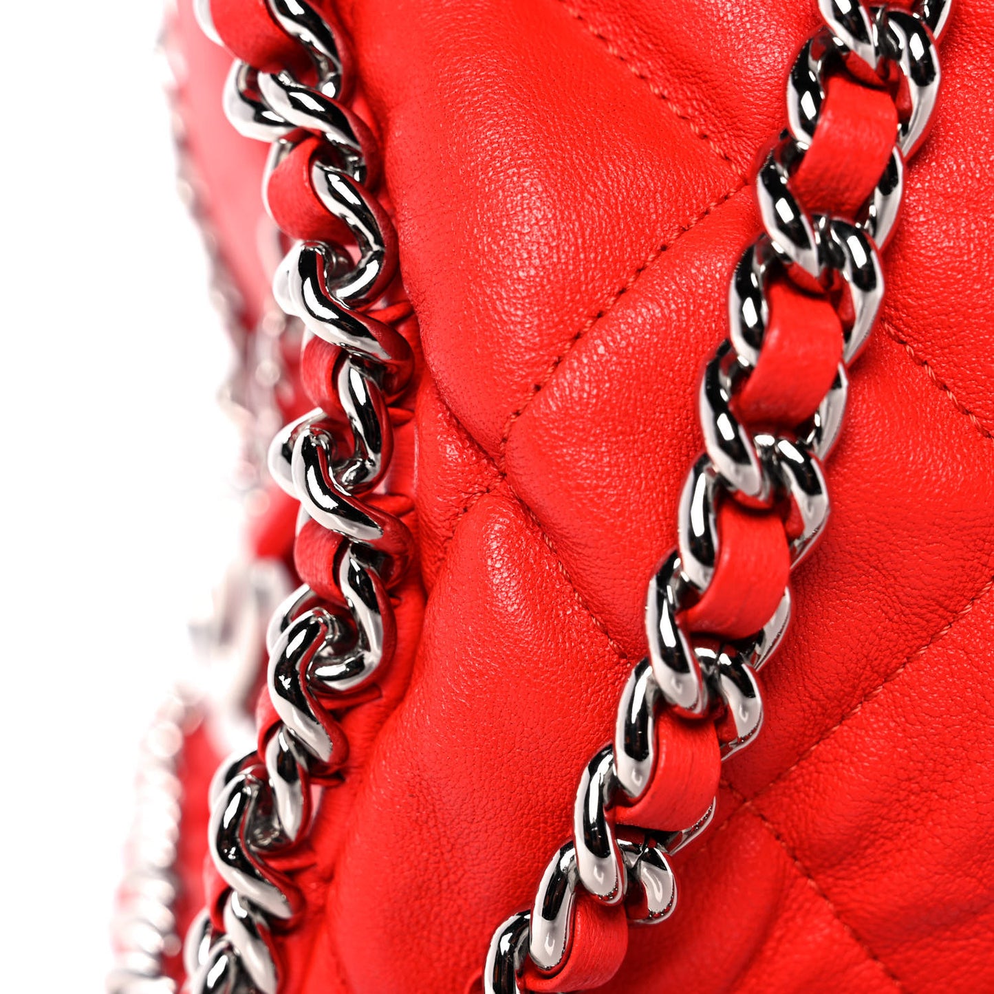 Washed Lambskin Chain Around Bowler Red