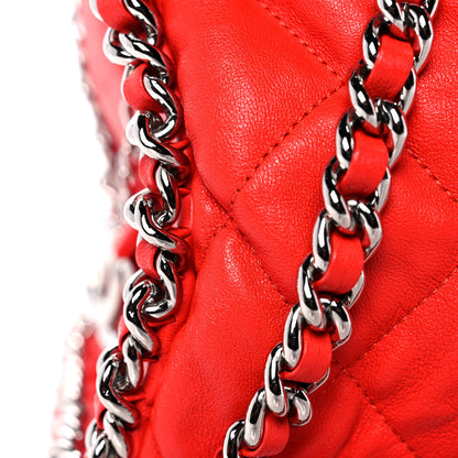 Chanel Washed Lambskin Chain Around Bowler Red 11 of 11