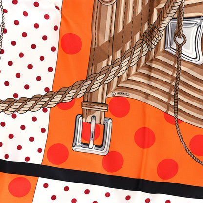 Hermes Silk Clic Clac A Pois Shawl 140 Orange Bleu White 3 of 4