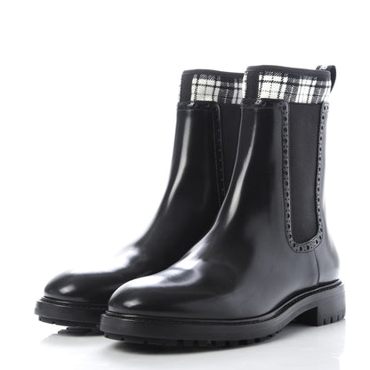 Christian Dior Calfskin Tartan D-Order Low Boot 38.5 Black Off White 3 of 9