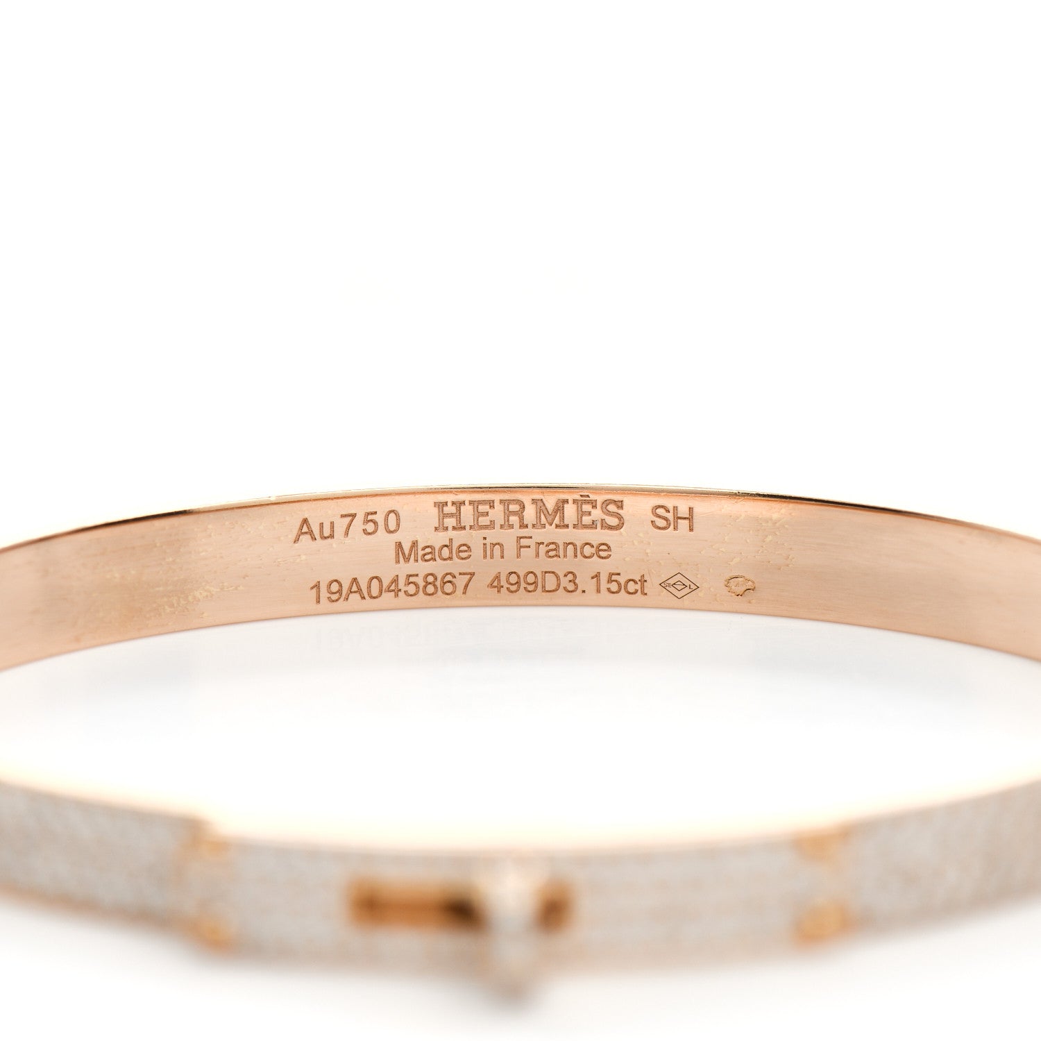 Hermes 18K Rose Gold Diamond PM Kelly Full Pave Bracelet SH 4 of 4