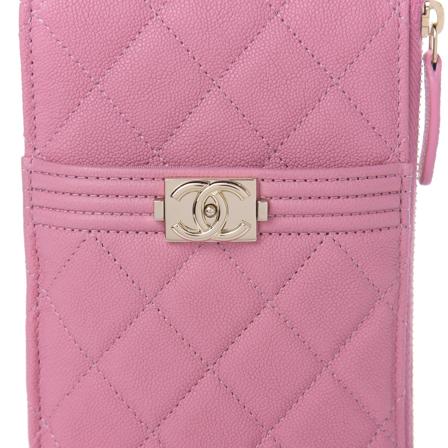 Chanel Caviar Quilted Boy Flat Wallet Pouch Pink 10 of 10