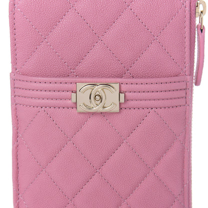 Chanel Caviar Quilted Boy Flat Wallet Pouch Pink 10 of 10