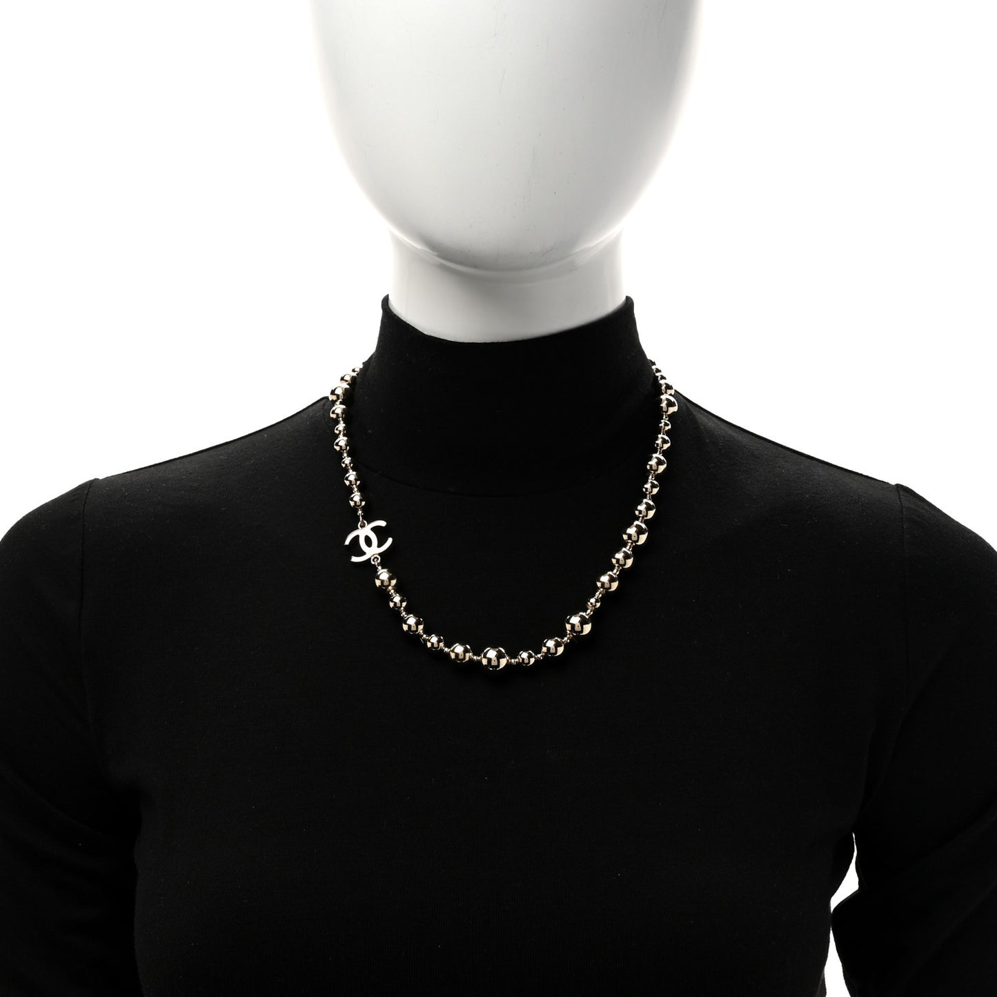 Metal Bead CC Necklace Gold