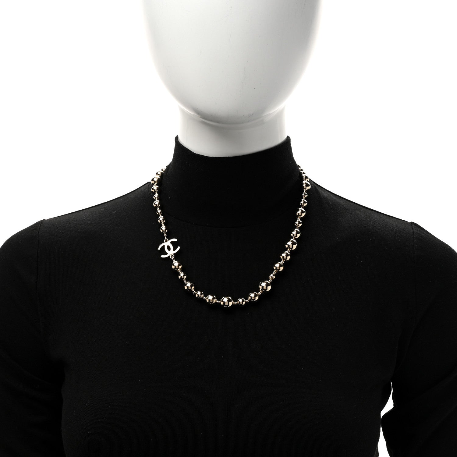 Chanel Metal Bead CC Necklace Gold 3 of 7