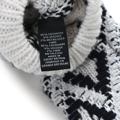 Chanel Cashmere Blend CC Beanie Hat With Gloves Set White Navy Blue 8 of 8