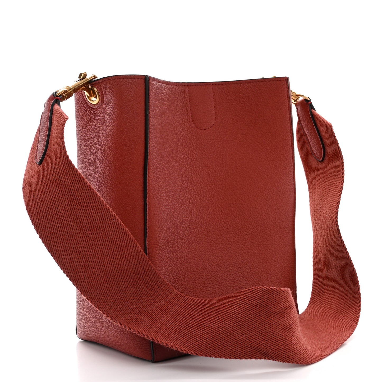 Soft Grained Calfskin Small Sangle Bucket Bag Dark Claycourt