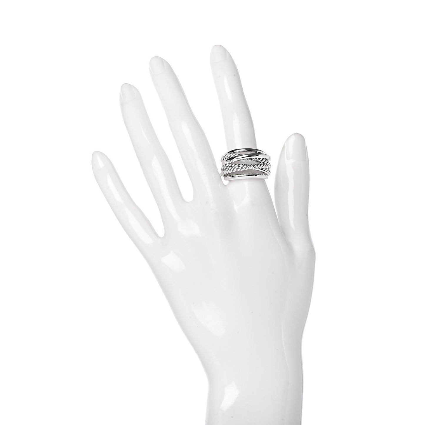 Sterling Silver 15mm Narrow Crossover Cable Ring 54 7