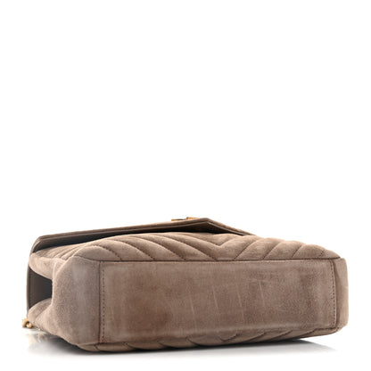 Saint Laurent Suede Matelasse Chevron Monogram Medium College Bag Taupe 4 of 11