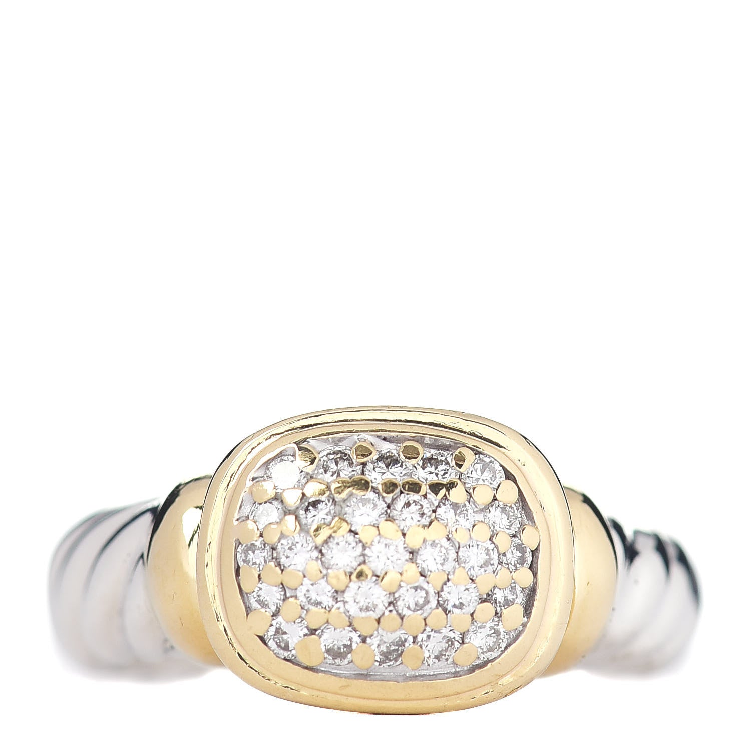 David Yurman Sterling Silver 18K Yellow Gold Diamond 10mm Noblesse Ring 53 6.5 1 of 5