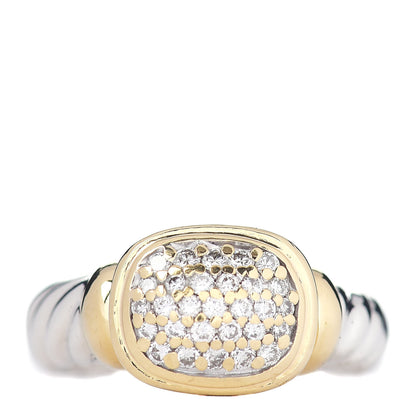 David Yurman Sterling Silver 18K Yellow Gold Diamond 10mm Noblesse Ring 53 6.5 1 of 5