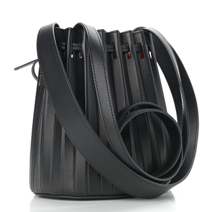 Mansur Gavriel Vegetable Tanned Calfskin Pleated Mini Bucket Bag Black Flamma 3 of 10