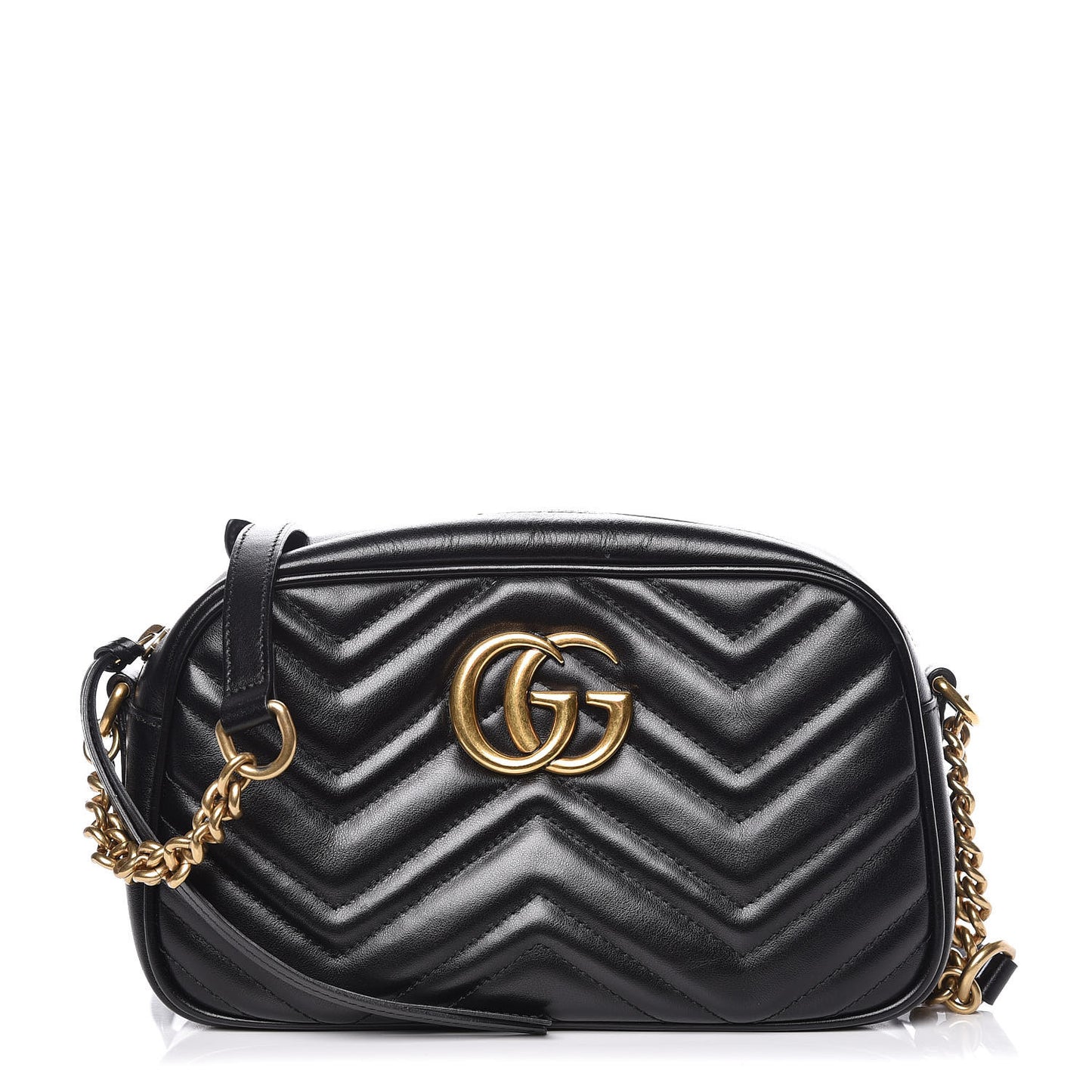 Calfskin Matelasse Small GG Marmont Chain Shoulder Bag Black