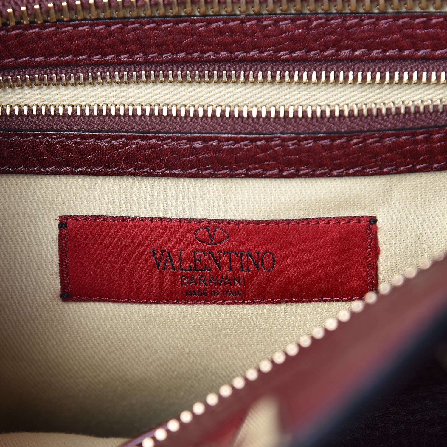 Valentino Garavani Textured Calfskin Rockstud Double Handle Tote Wine 6 of 12