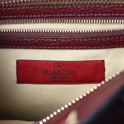 Valentino Garavani Textured Calfskin Rockstud Double Handle Tote Wine 6 of 12