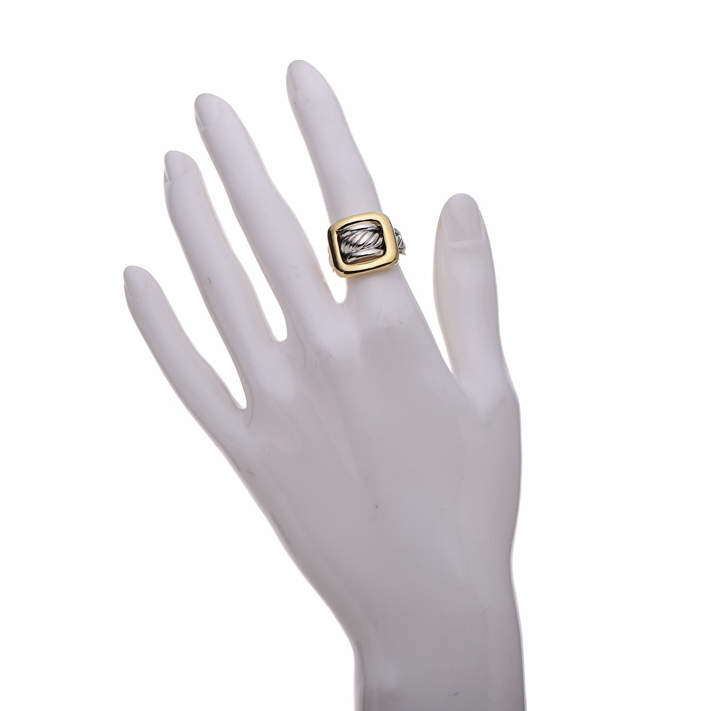 Sterling Silver 18K Yellow Gold Buckle Ring 49 4.75