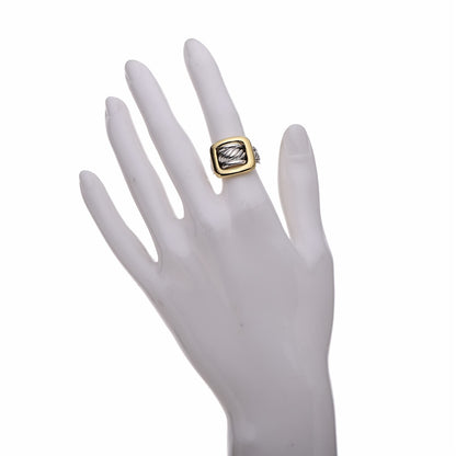 David Yurman Sterling Silver 18K Yellow Gold Buckle Ring 49 4.75 2 of 6