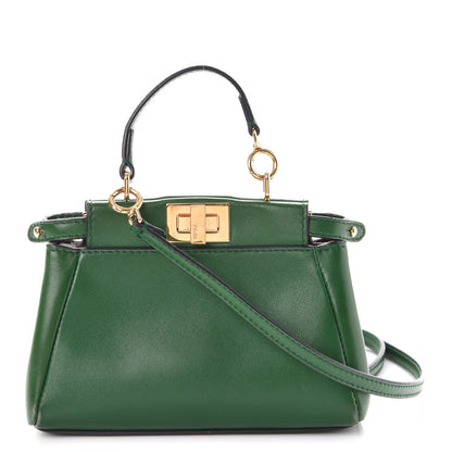 Fendi Shiny Nappa Micro Peekaboo Iconic Satchel Verde Smeraldo 1 of 11