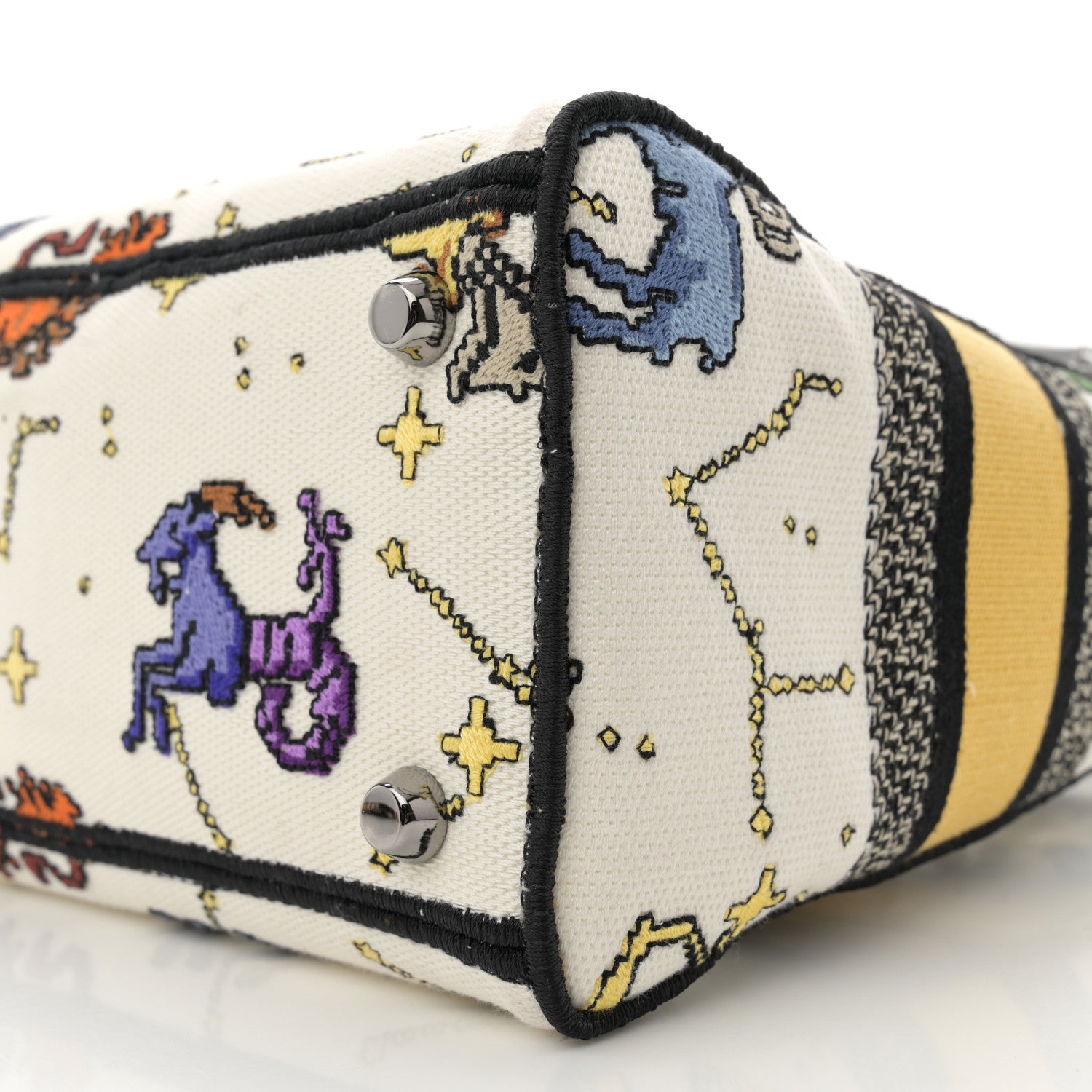 Christian Dior Canvas Pixel Zodiac Embroidered Medium Lady D-Lite Ecru Multicolor 10 of 14