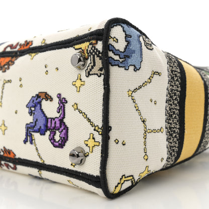 Christian Dior Canvas Pixel Zodiac Embroidered Medium Lady D-Lite Ecru Multicolor 10 of 14