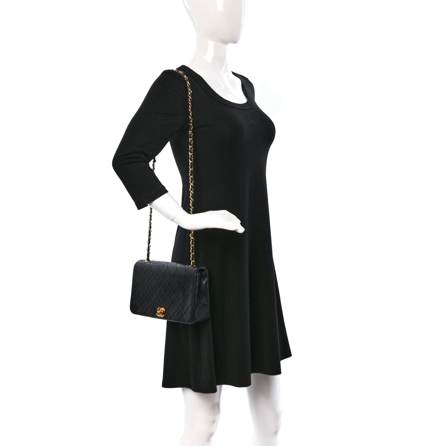 Lambskin Quilted Small Single Flap Black